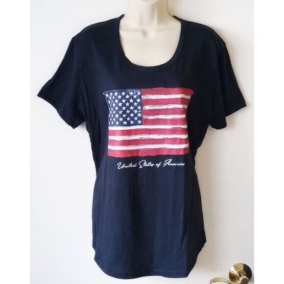 General Standard Tops - United States of America T-Shirt Women's L 100% Cotton Patriot USA